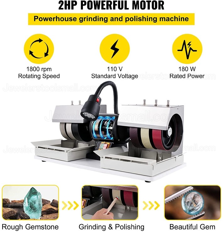 180W Lapidary Cabbing Machine Stone Gemstone Grinding Machine Jewelry Making Cabochon Machine